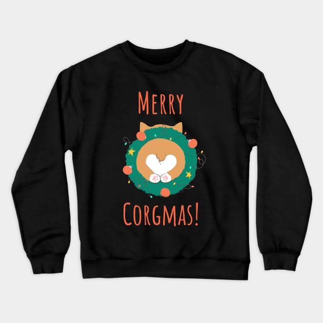 Merry Corgmas! Funny Corgi Butt Christmas Fun Crewneck Sweatshirt by BlueTodyArt